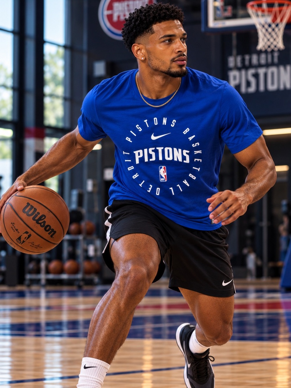 Nike Blue Detroit Pistons Short Sleeve Tee